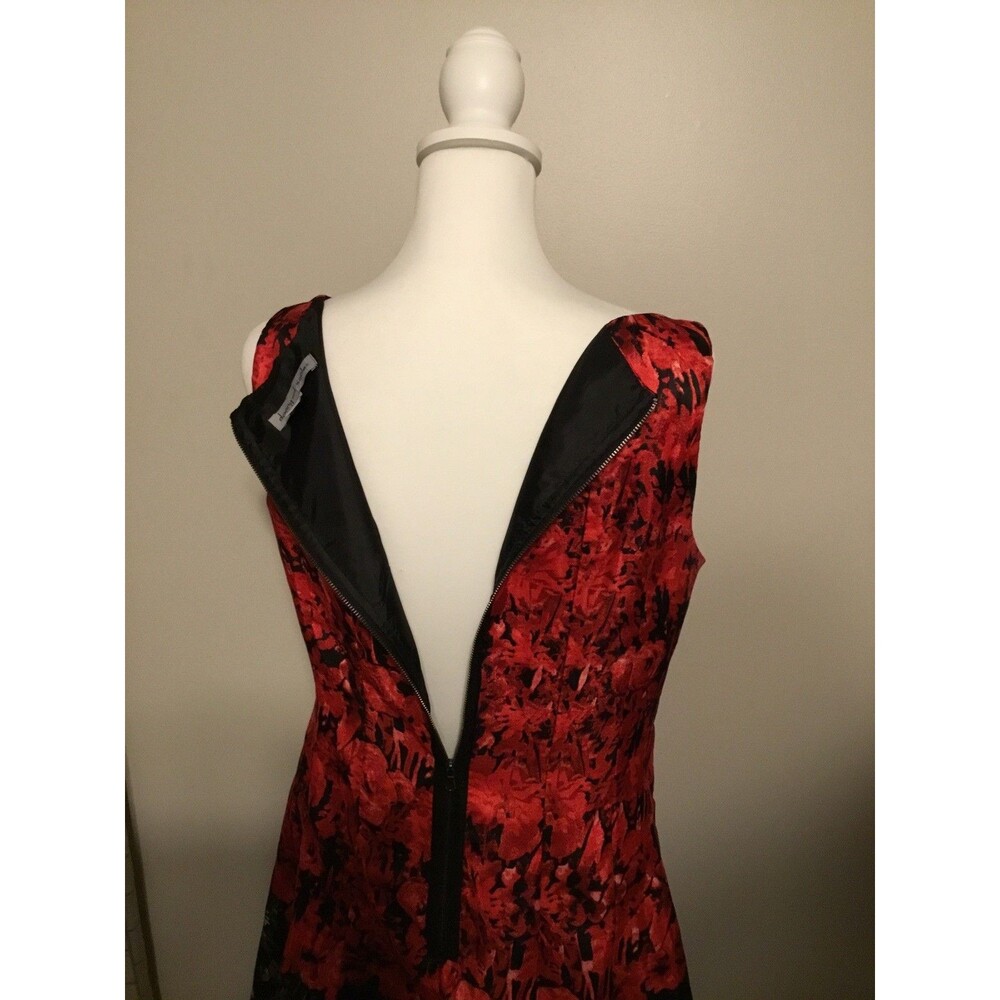 DANNY AND NICOLE Dress Womens Black Red Floral Sleeveless Short Mini A-Line Zip - Picture 8 of 11